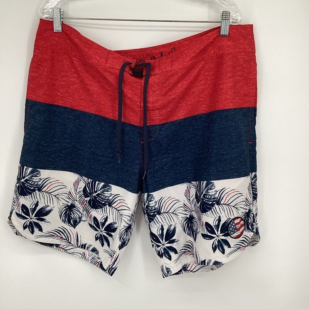 Men's Travis Mathew Swim‎ Trunks - Large red/blue/white